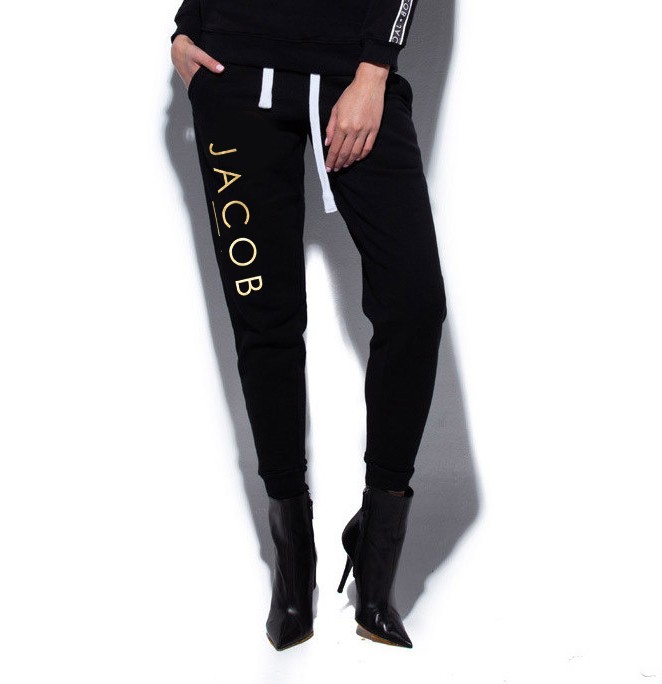 SPODNIE CZARNE ZŁOTE LOGO DAMSKIE