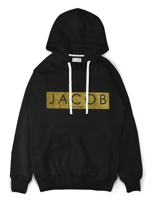 BLUZA HOODIE ZE ZŁOTĄ BROKATOWĄ APLĄ