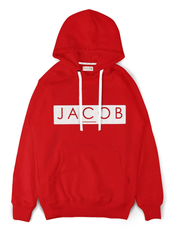 BLUZA HOODIE CZERWONA Z BIAŁĄ APLĄ