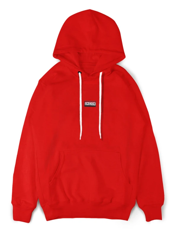BLUZA HOODIE CZERWONA Z MAŁĄ NASZYWKĄ