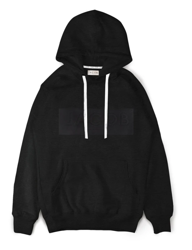 BLUZA HOODIE Z CZARNYM LOGO WYSZYWANYM 