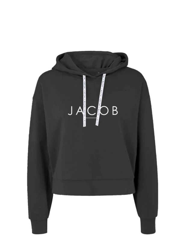 BLUZA CZARNA HOODIE KRÓTKA Z BIAŁYM LOGO