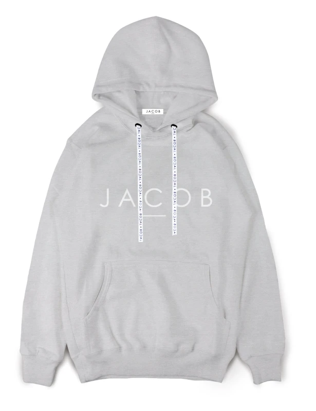 BLUZA HOODIE SZARA Z BIAŁYM LOGO