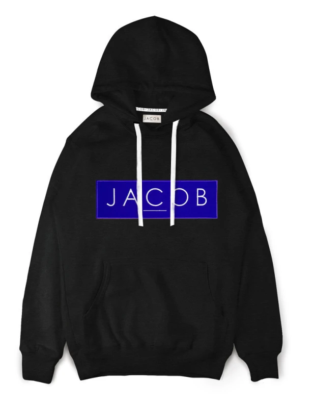 BLUZA HOODIE Z NIEBIESKĄ NASZYWKA