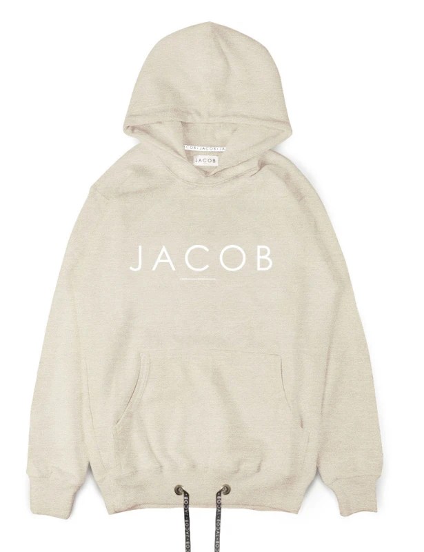 BLUZA HOODIE BEŻOWA Z BIAŁYM LOGO 