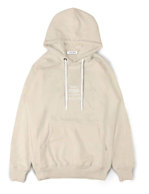 BLUZA HOODIE BEŻOWA Z MAŁYMI NAPISAMI