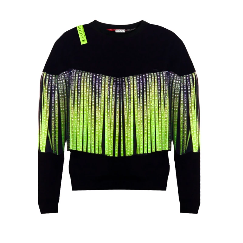 BLUZA  UNISEX Z FRĘDZLAMI  NEONOWYMI C-19 FREE ZONE