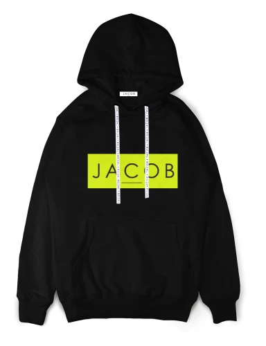 BLACK HOODIE MOCKUP ZE SZNURKAMI neon