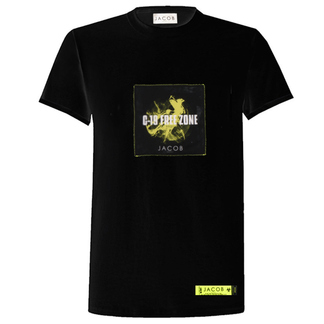 TSHIRT UNISEX  CZARNY C-19 FREE ZONE EARTH