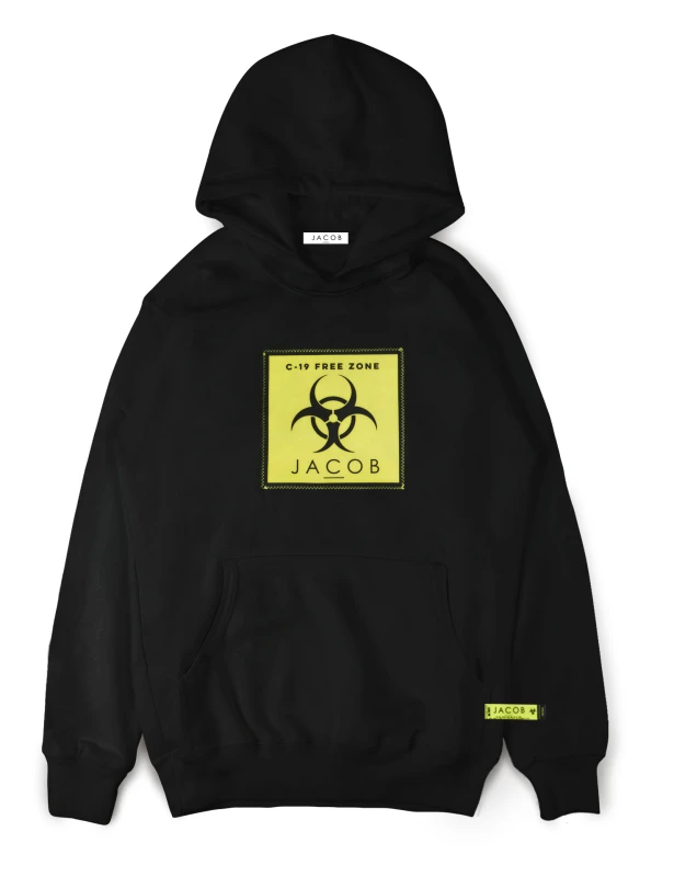 BLUZA  HOODIE  Z NASZYWKA C-19 FREE ZONE