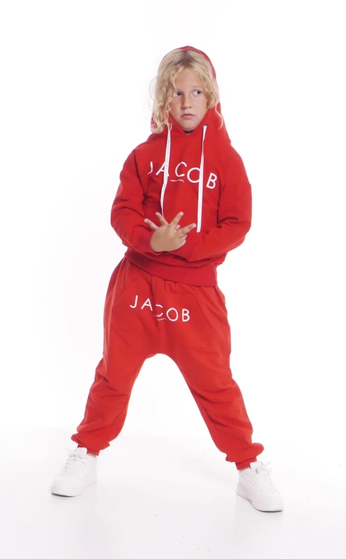 BLUZA DZIECIĘCA HOODIE CZERWONA Z BIAŁYM LOGO