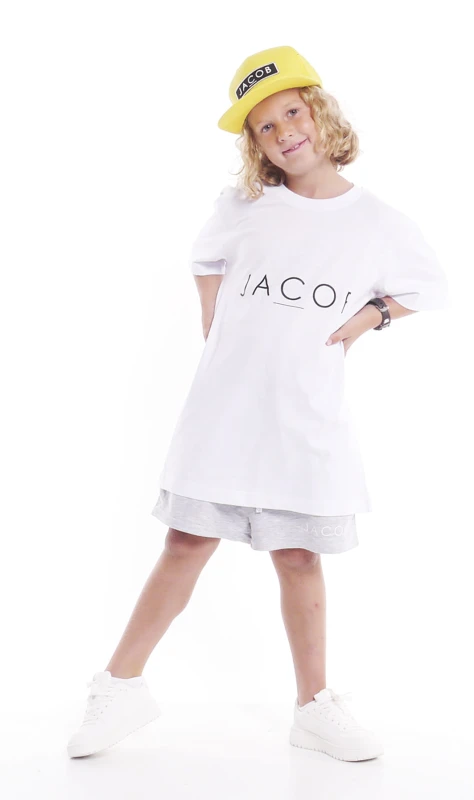 T-SHIRT DZIECIĘCEY BIAŁY Z CZARNYM LOGO