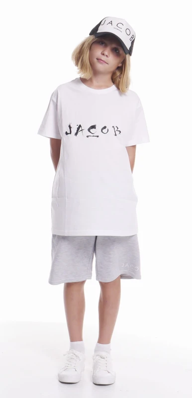 T-SHIRT DZIECIĘCEY BIAŁY Z CZARNYM LOGO BOHOMAZ