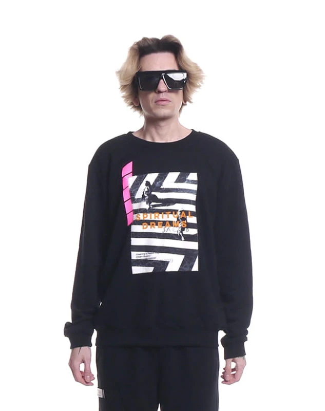 BLUZA  OVERSIZED Z NASZYWKA SPIRITUAL DREAMS I RÓŻOWYM NADRUKIEM