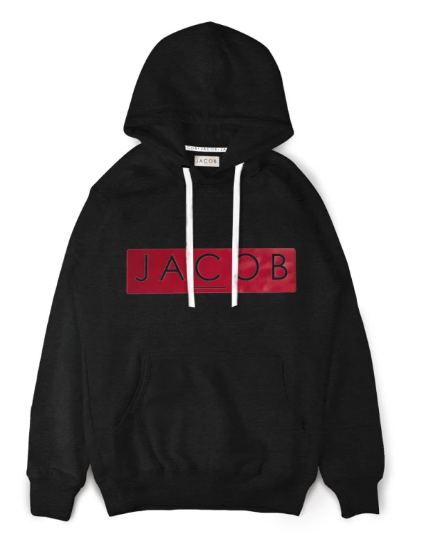 BLUZA HOODIE Z CZERWONĄ APLĄ