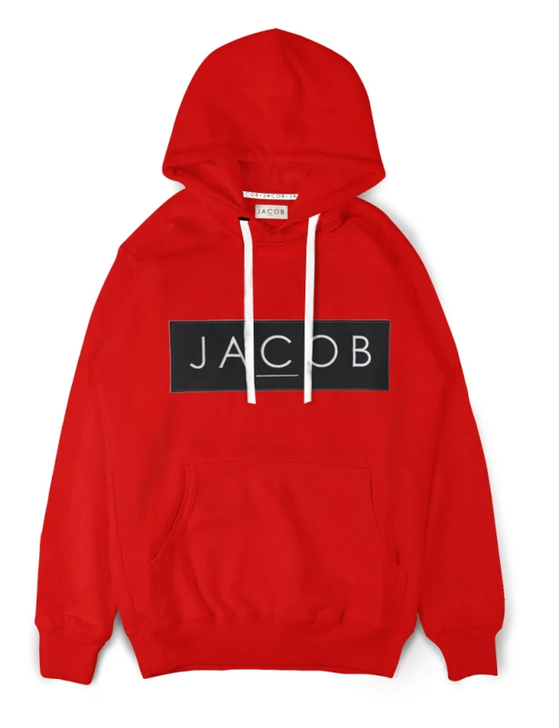 BLUZA HOODIE CZERWONA Z CZARNĄ NASZYWKĄ